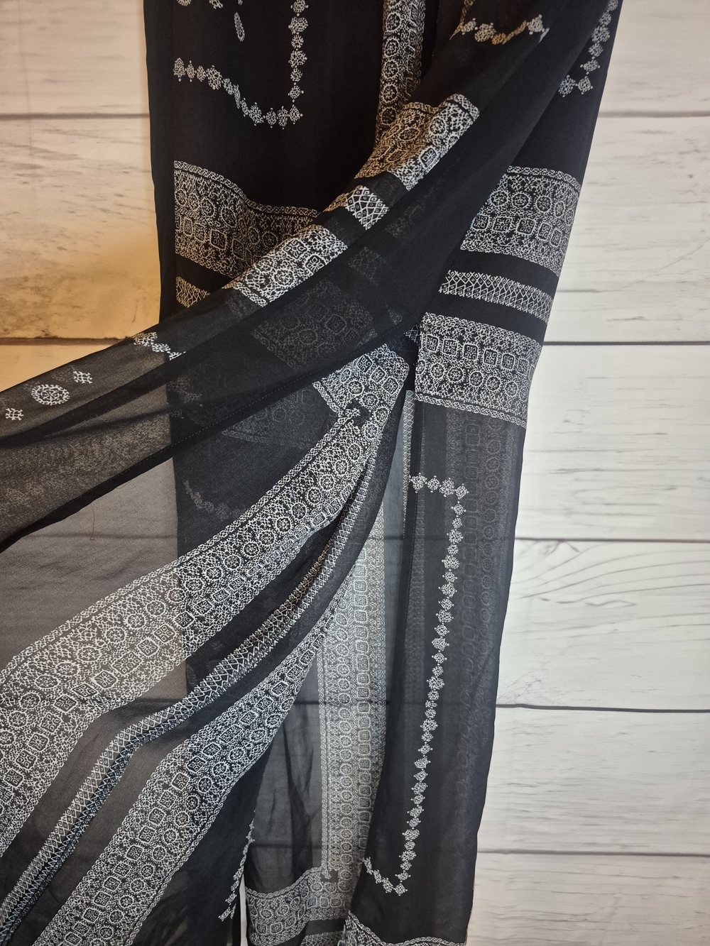 Madewell '2013' Black Boho Maxi Skirt with Geometric Print Double Slit Large - Picture 9 of 12
